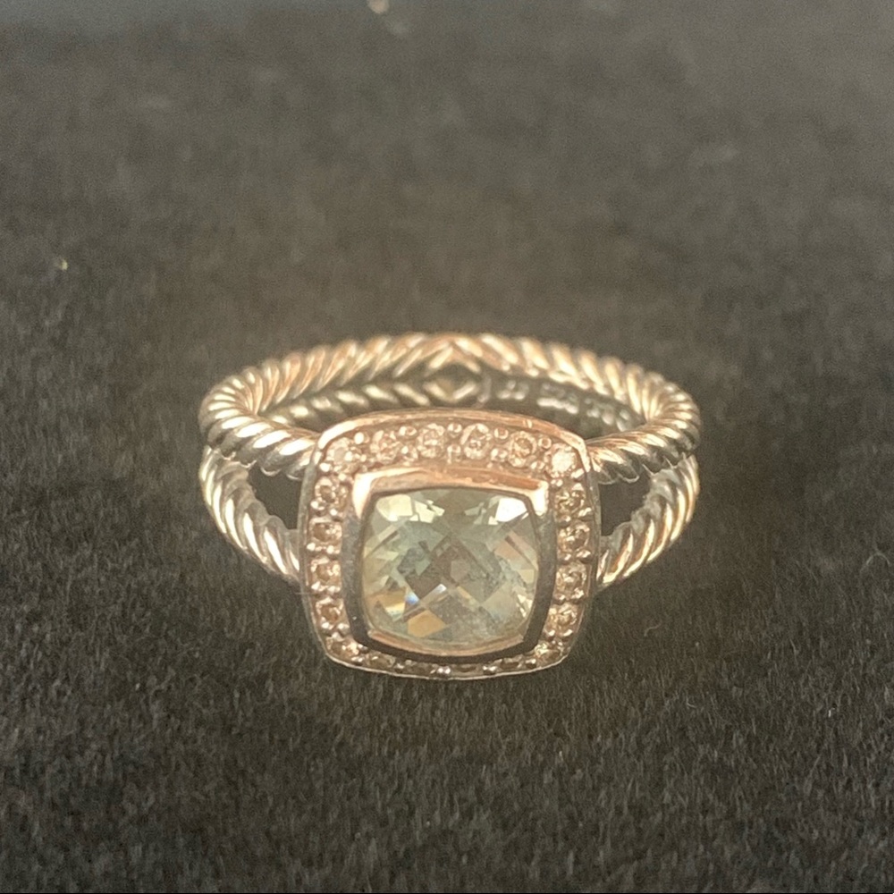 David Yurman Petit Albion Ring Prasiolite Diamonds